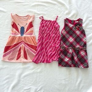Lot of 3 Size 6 pink sleeveless dresses, pink summer dresses, butterfly dress